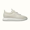 Replica Hermes Women Team Sneaker Double-Sided Technical Mesh Elasticated Laces-White