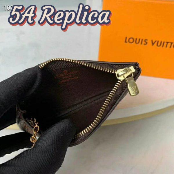 Replica Louis Vuitton LV Unisex Key Pouch Damier Ebene Canvas-Brown 8