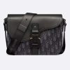 Replica Dior Unisex CD Mini Saddle Bag Strap Black Oblique Jacquard Grained Calfskin