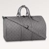Replica Louis Vuitton LV Unisex Keepall Bandoulière 50 Bag Anthracite Gray Monogram Shadow Calf Leather