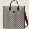 Replica Gucci GG Unisex Medium Tote Bag Interlocking G Beige Blue Supreme Canvas