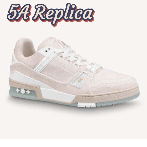 Replica Louis Vuitton LV Unisex LV Trainer Sneaker Monogram Denim with Tonal Suede Calf Leather 2