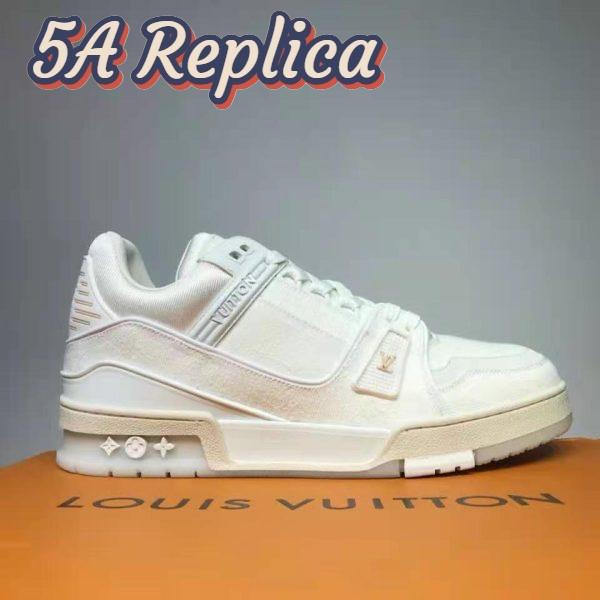 Replica Louis Vuitton LV Unisex LV Trainer Sneaker Monogram Denim with Tonal Suede Calf Leather 3