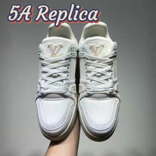 Replica Louis Vuitton LV Unisex LV Trainer Sneaker Monogram Denim with Tonal Suede Calf Leather 5