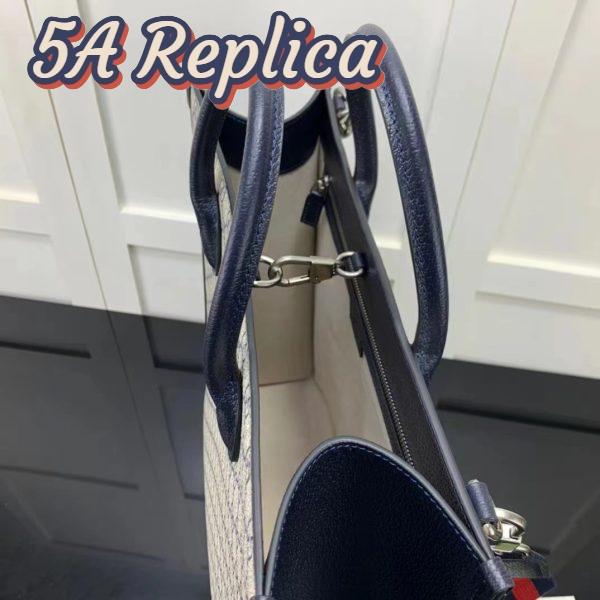 Replica Gucci GG Unisex Medium Tote Bag Interlocking G Beige Blue Supreme Canvas 7