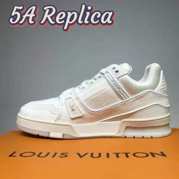 Replica Louis Vuitton LV Unisex LV Trainer Sneaker Monogram Denim with Tonal Suede Calf Leather 7