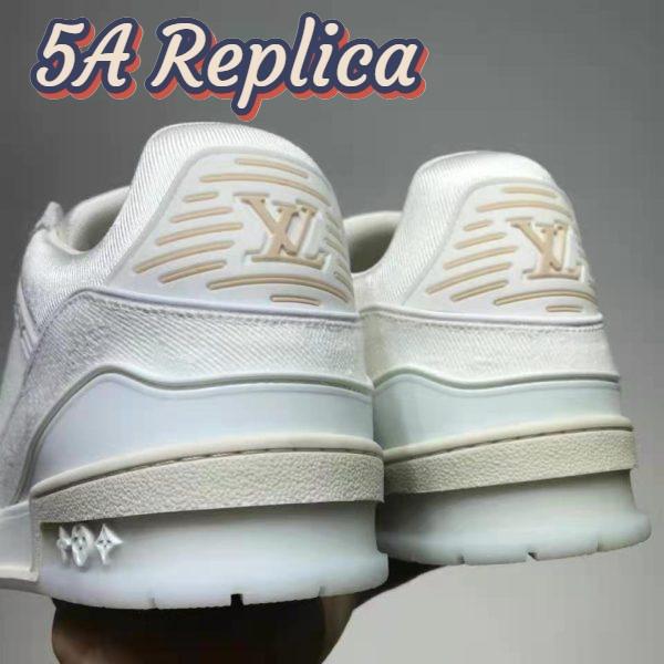 Replica Louis Vuitton LV Unisex LV Trainer Sneaker Monogram Denim with Tonal Suede Calf Leather 8