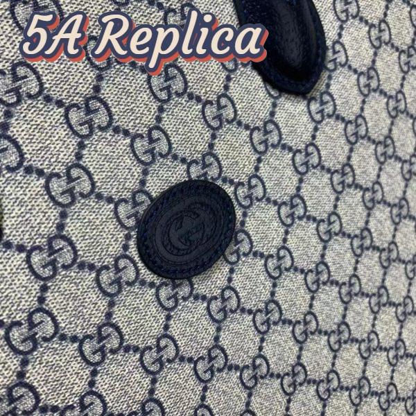 Replica Gucci GG Unisex Medium Tote Bag Interlocking G Beige Blue Supreme Canvas 9
