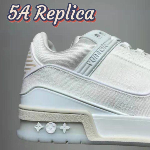 Replica Louis Vuitton LV Unisex LV Trainer Sneaker Monogram Denim with Tonal Suede Calf Leather 9