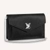 Replica Louis Vuitton LV Unisex Mylockme Chain Pochette Black Soft Grained Calfskin