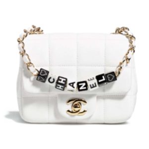 Replica Chanel Women CC Small Flap Bag Grained Calfskin Gold Tone Metal White