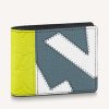 Replica Louis Vuitton LV Unisex PF Slender Wallet Yelow Blue Taurillon Cowhide Leather