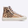 Replica Dior Unisex CD Shoes Walk’n’Dior High-Top Sneaker Beige Jute Canvas Embroidered Union Motif