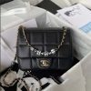 Replica Chanel Women CC Small Flap Bag Grained Calfskin Gold Tone Metal Black