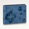 Replica Louis Vuitton LV Unisex Slender Wallet Blue Cowhide Leather Textile Lining 14