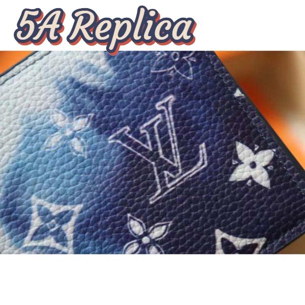 Replica Louis Vuitton LV Unisex Slender Wallet Blue Cowhide Leather Textile Lining 10