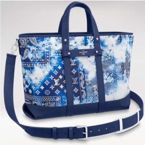 Replica Louis Vuitton LV Unisex Tote Journey Carryall Bag Blue Cowhide Leather Textile Lining