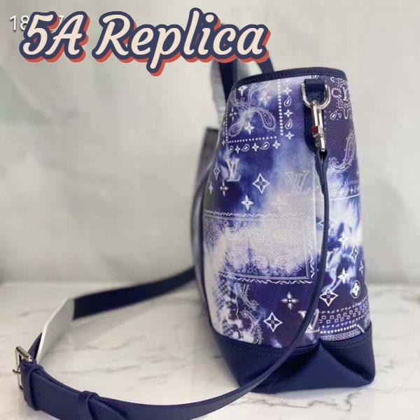 Replica Louis Vuitton LV Unisex Tote Journey Carryall Bag Blue Cowhide Leather Textile Lining 6