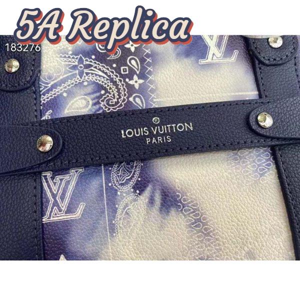 Replica Louis Vuitton LV Unisex Tote Journey Carryall Bag Blue Cowhide Leather Textile Lining 9