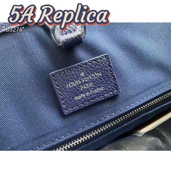 Replica Louis Vuitton LV Unisex Tote Journey Carryall Bag Blue Cowhide Leather Textile Lining 11