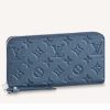 Replica Louis Vuitton LV Unisex Zippy Wallet Navy Nacre Embossed Grained Cowhide Leather