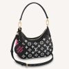 Replica Louis Vuitton LV Women Bagatelle Black Handbag Printed Embossed Grained Cowhide Leather