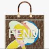 Replica Fendi FF Women Sunshine Medium FF Glazed Fabric Shopper Inlay