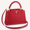 Replica Louis Vuitton LV Women Capucines MM Handbag Scarlet Red Taurillon Leather
