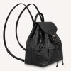 Replica Louis Vuitton LV Unisex Montsouris Backpack Black Black Embossed Cowhide Leather