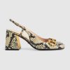 Replica Gucci GG Women’s Mid-Heel Slingback with Horsebit Python Print Leather 6 cm Heel