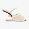 Replica Fendi Women First White Sheepskin High-Heeled Sandals