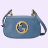 Replica Gucci Women GG Blondie Mini Bag Light Blue Leather Round Interlocking G