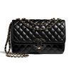 Replica Chanel Women Flap Bag in Metallic Lambskin Leather-Black