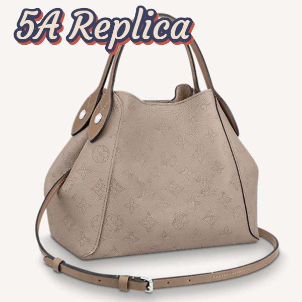 Replica Louis Vuitton LV Women Hina PM Bucket Bag Gray Mahina Perforated Calf 2