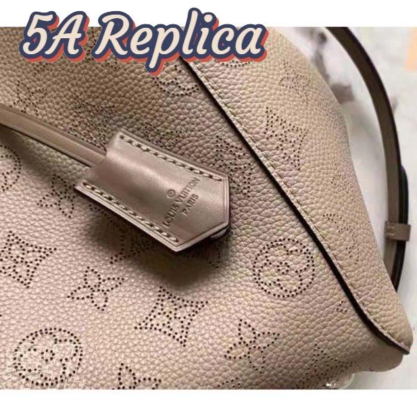 Replica Louis Vuitton LV Women Hina PM Bucket Bag Gray Mahina Perforated Calf 11