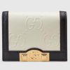Replica Gucci Unisex Card Case Wallet White Black GG Leather Double G