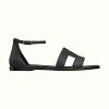 Replica Hermes Women Santorini Sandal in Epsom Calfskin-Black