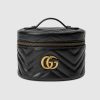 Replica Gucci Women GG Marmont Cosmetic Case Black Matelassé Chevron Leather