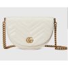 Replica Gucci Women GG Marmont Matelassé Chain Mini Bag White Chevron Leather Double G