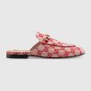 Replica Gucci Women Shoes Princetown GG Canvas Slipper 10mm Heel-Pink