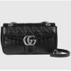Replica Gucci Women GG Marmont Small Shoulder Bag Double G Black Matelassé Leather