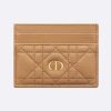 Replica Dior Unisex CD Dior Caro Five Slot Card Holder Medium Tan Supple Cannage Calfskin