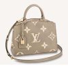 Replica Louis Vuitton LV Women Petit Palais Handbag Tourterelle Crème Embossed Grained Cowhide Leather