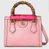 Replica Gucci Women Gucci Diana Mini Tote Bag Pastel Pink Leather Double G