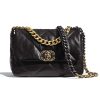 Replica Chanel Women Chanel 19 Flap Bag in Goatskin Leather-Black