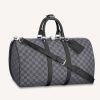 Replica Louis Vuitton LV Unisex Keepall Bandoulière 45 Travel Bag Grey Damier Graphite Canvas