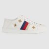 Replica Gucci Women’s Ace Embroidered Sneaker in White Leather with Bees and Stars