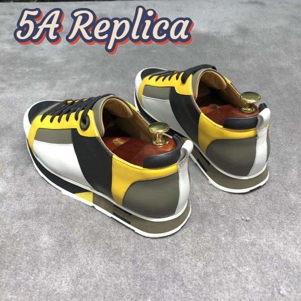 Replica Hermes Men Rebus Sneaker Shoes Black Yellow and Khaki Insert 7