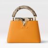 Replica Louis Vuitton LV Women Capucines Mini Handbag Golden Yellow Taurillon Python Leather