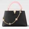 Replica Louis Vuitton LV Women Capucines MM Handbag Black Pink Taurillon Leather